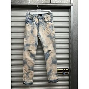 Purple Brand Jeans‎ 31 x 30.5 White Blue Paint Splatter Button Fly Coated
